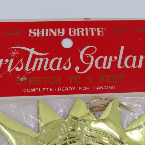 VTG Shiny Brite Christmas Garland Gold Foil 9 Feet Made in Japan Retro NEW Xmas - Picture 2 of 7